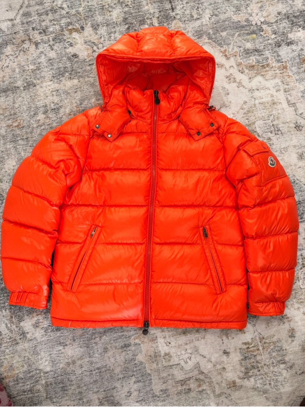 Moncler Maya Orange Puffer Jacket - Picture 2 of 14